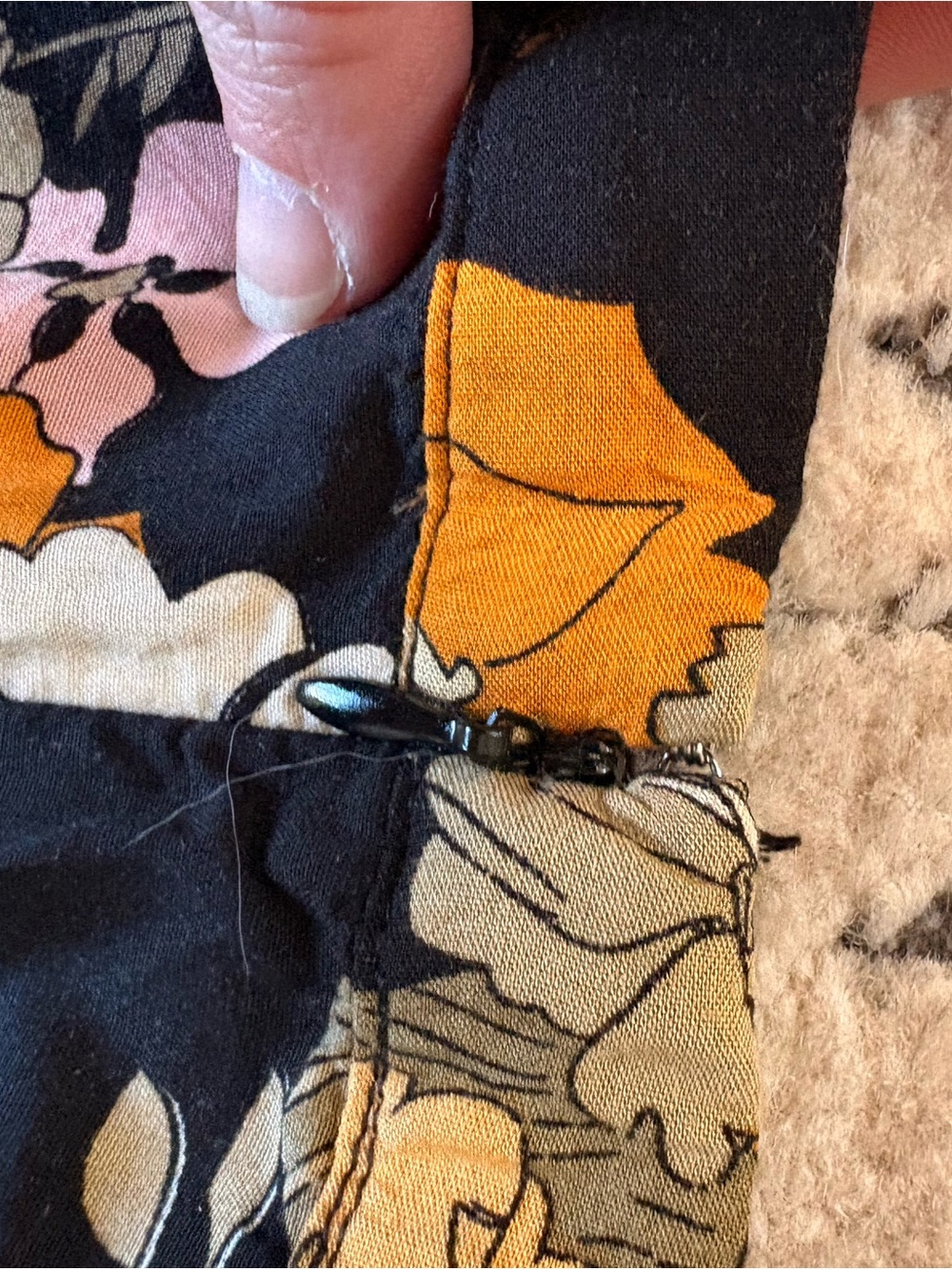 NATURAL LIFE Black Maxi Skirt with Orange, Cream & Pink Floral Print - Picture 6 of 7